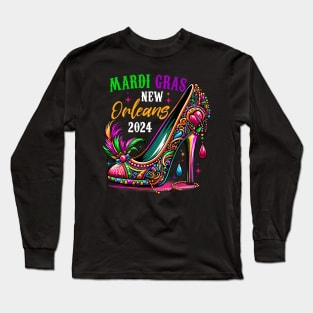 Mardi Gras 2024 Women Girl New Orleans Matching Girls Long Sleeve T-Shirt